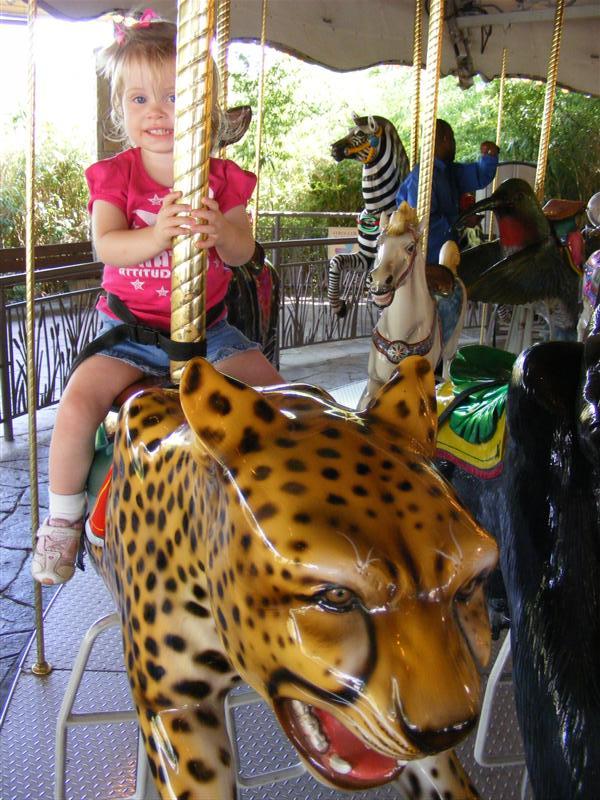 Jess2ndBDay_DALZoo (165) (Medium).JPG - Me riding the Cheetah on the Merry-Go-Round!  I have to say, I had a great day and it's been a crackin' two years!!!